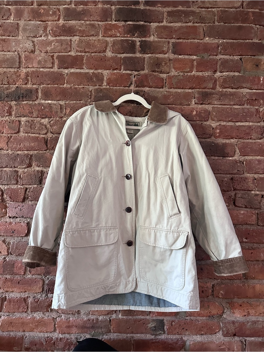 Classic Vintage LL Bean Barn Jacket Cotton Field Jacket with Corduroy Trim - L